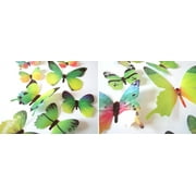 Lilgiuy Butterfly Wall Decals 12 PCS, 3D Butterflies Removable Mural Decor Colorful Stickers, Wall DIY Decor Home Art Decorations Kids Girls Gift for Nursery Bedroom Living Room, Green